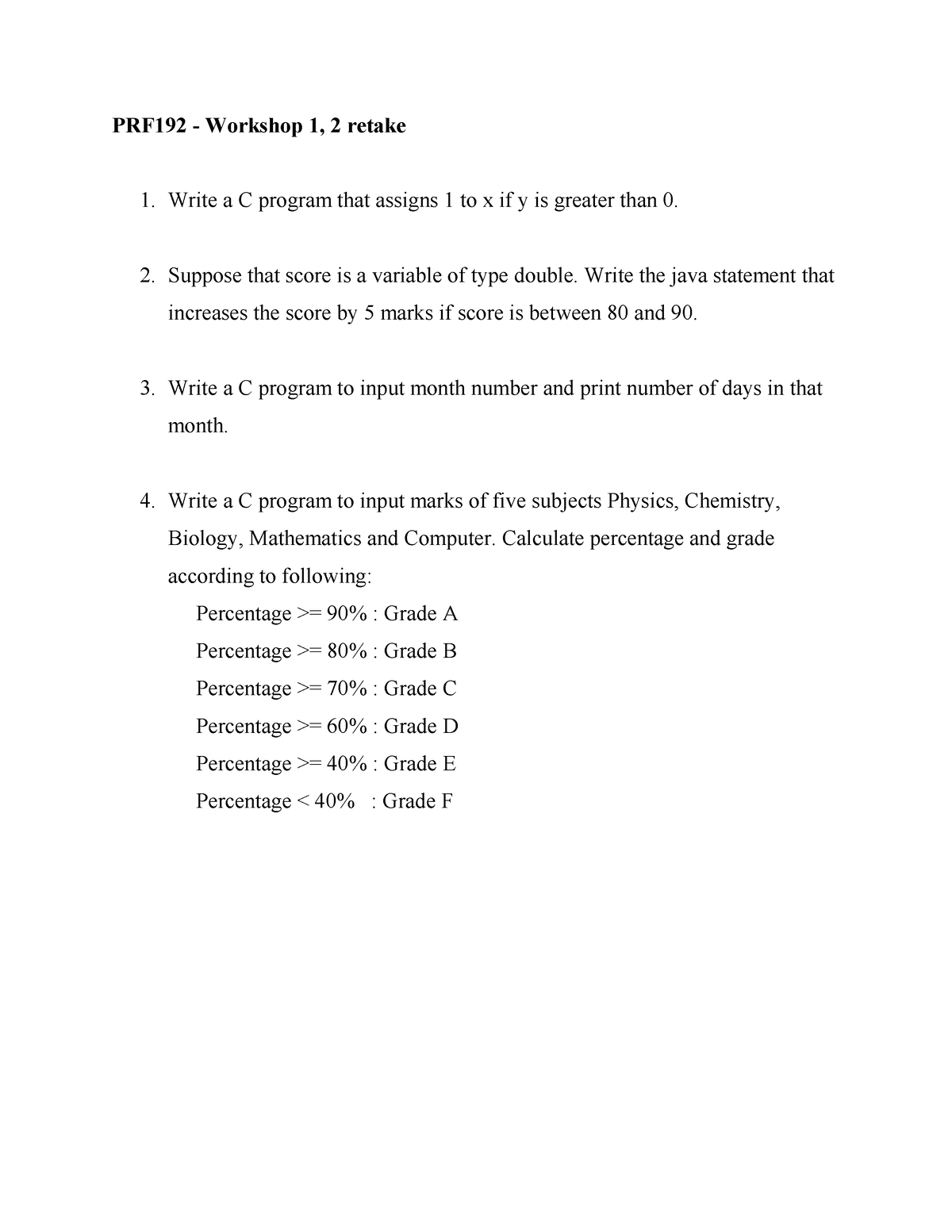 WS12 Retake - Prf192-tunt - PRF192 - Workshop 1, 2 Retake Write A C ...