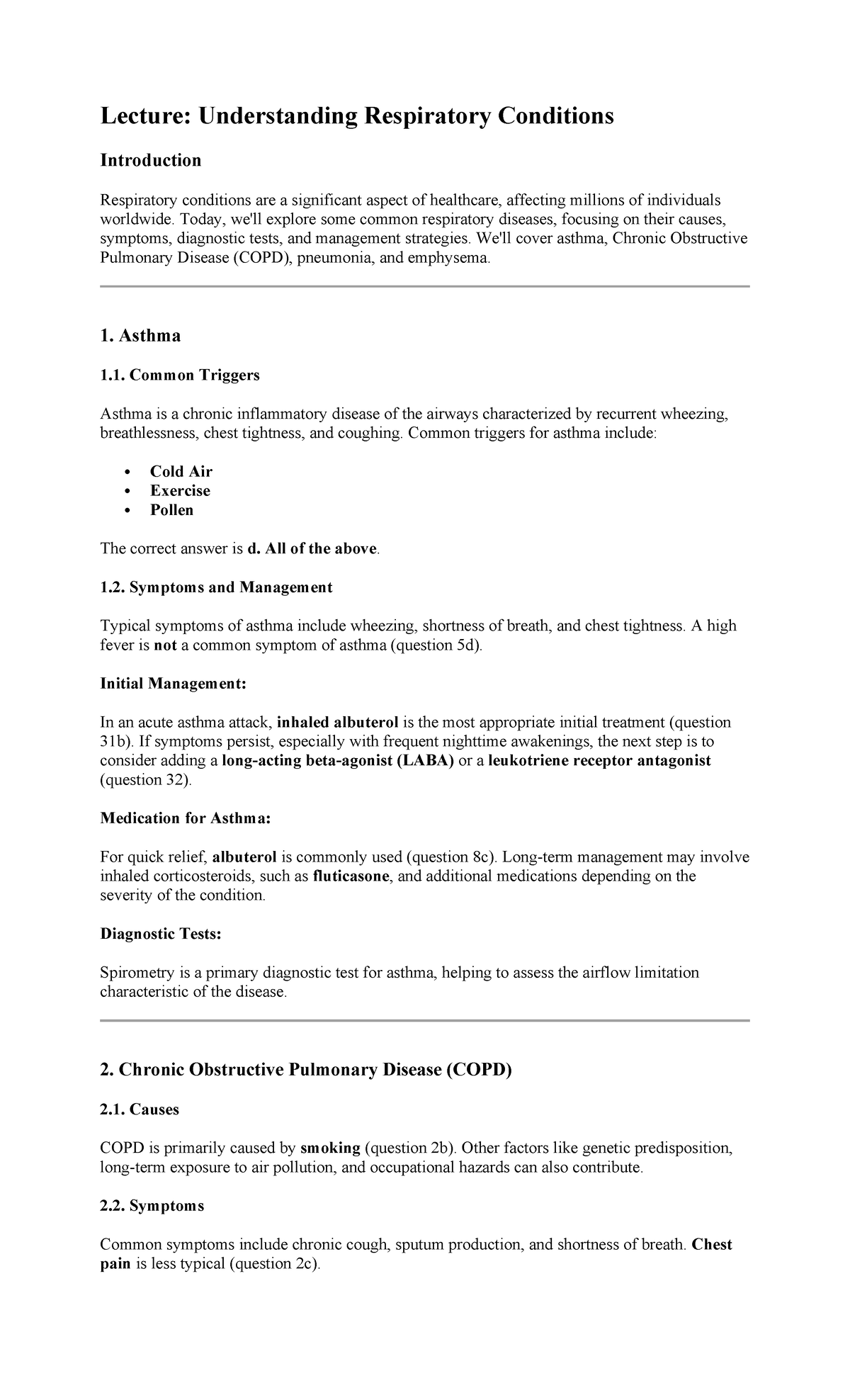 Lecture exam Topic - EXAM QUESTIONS SAMPLES - Lecture: Understanding ...