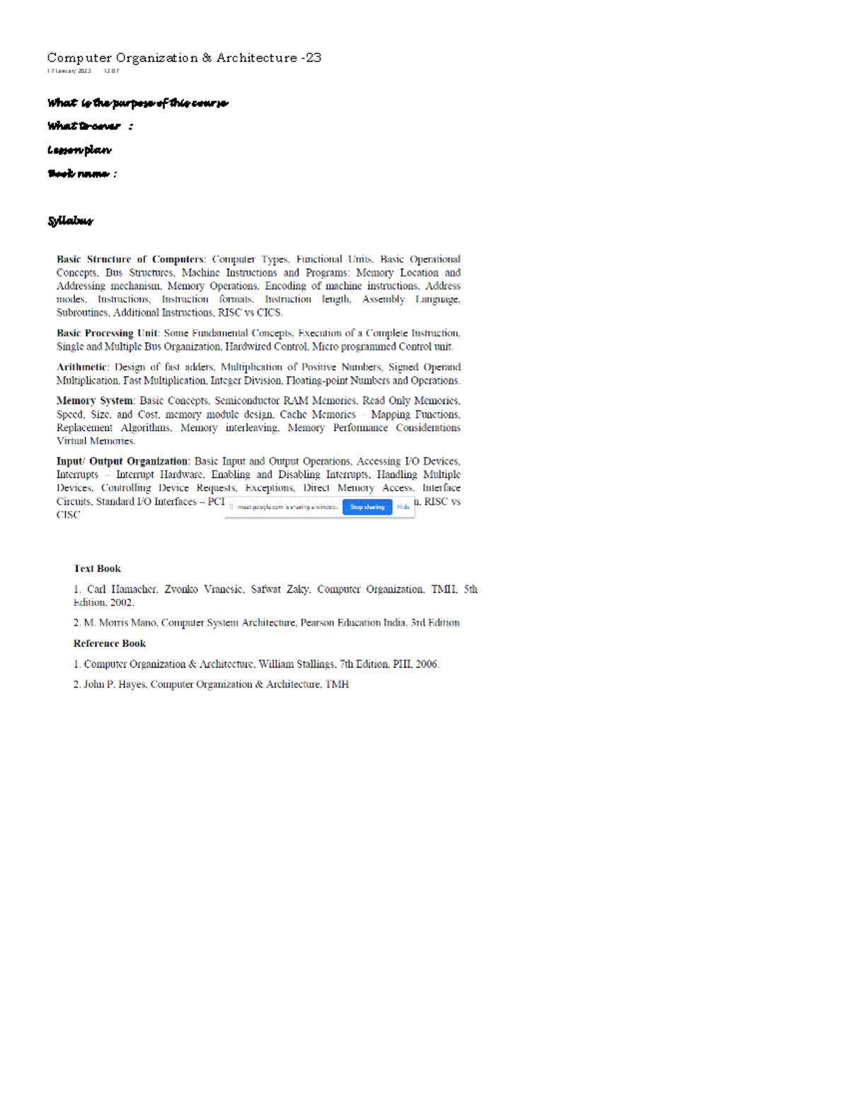 Class Note-CH1 - What is the purpose of this course What to cover ...