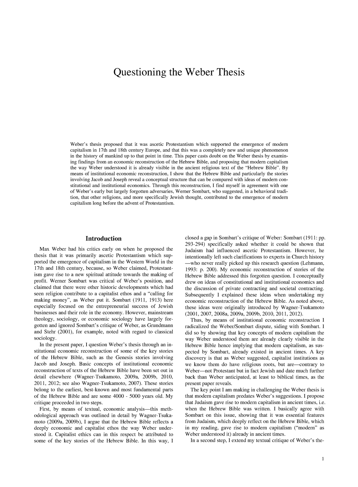 weber's great thesis