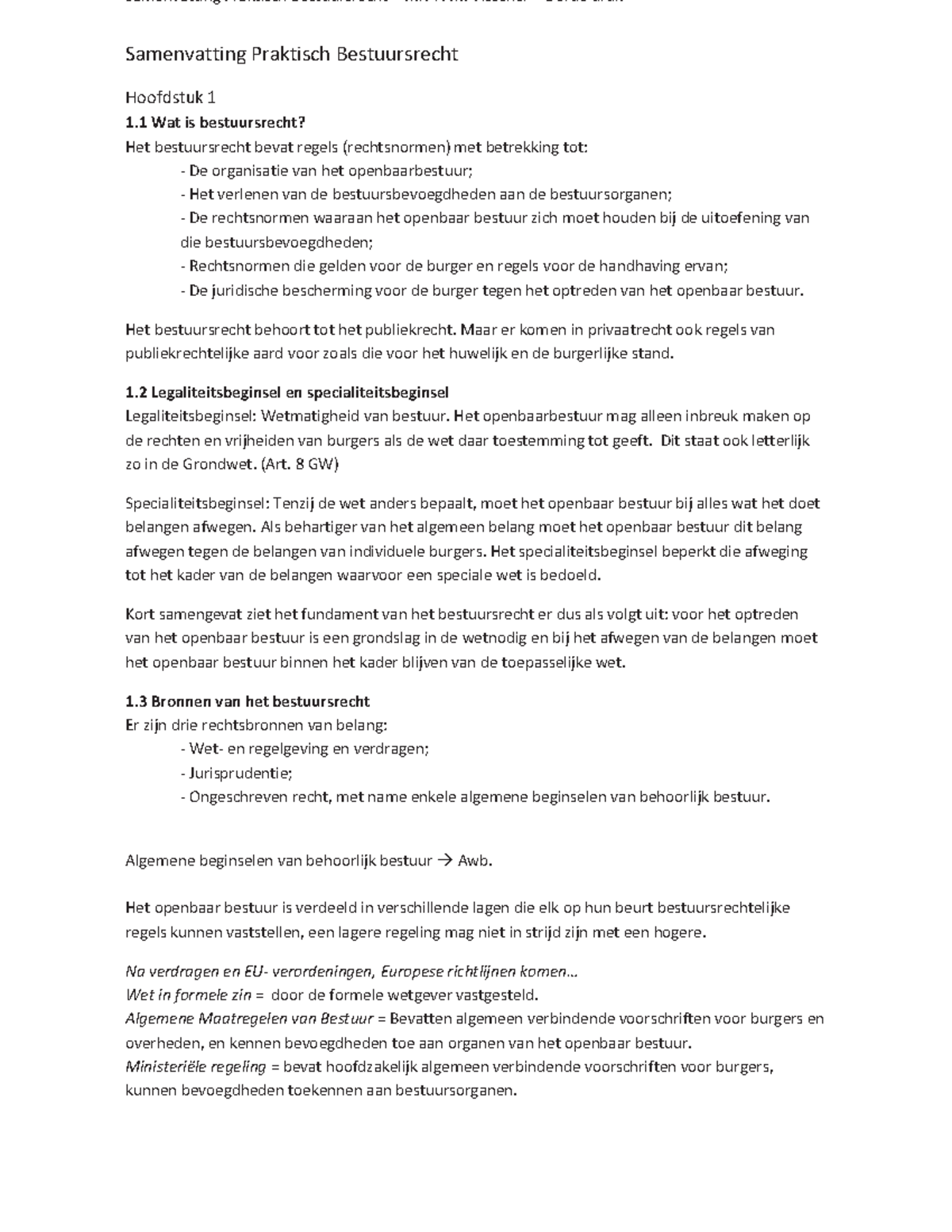 Samenvatting Praktisch Bestuursrecht Hoofdstuk 1-9 - Samenvatting ...