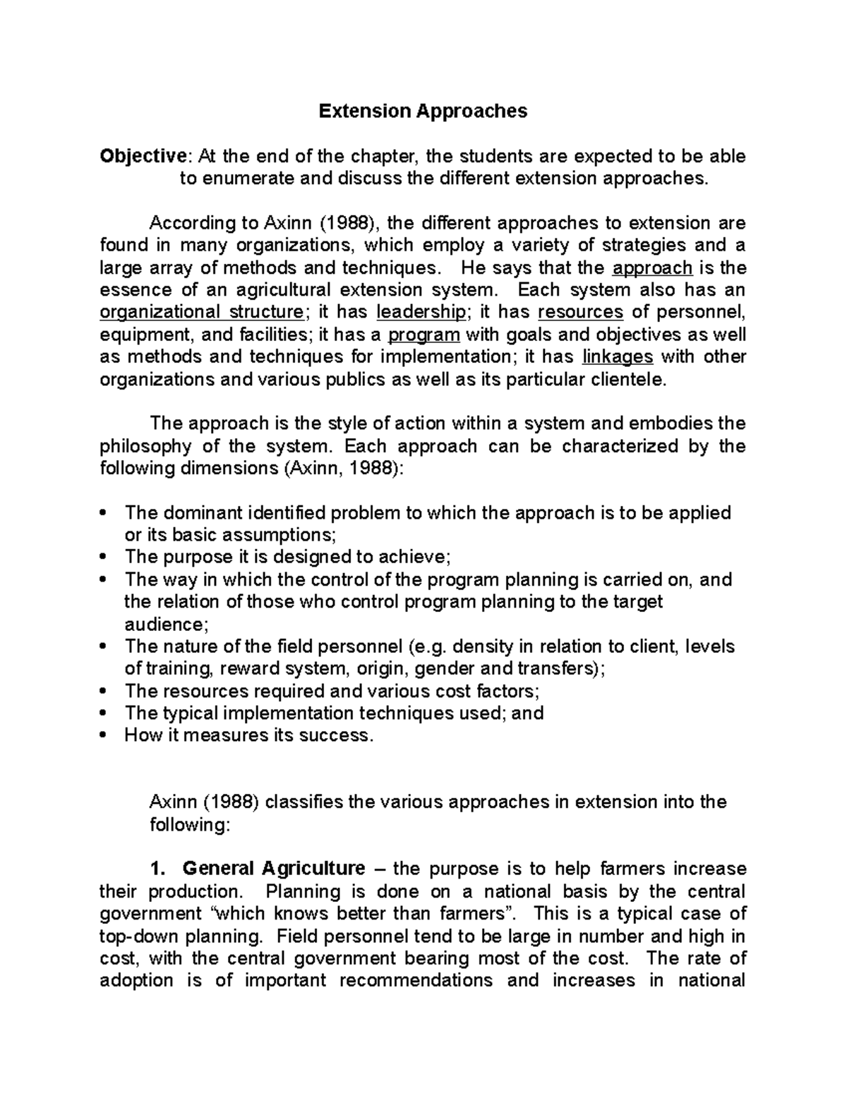 Extension Approaches Extension Approaches Objective At the end of