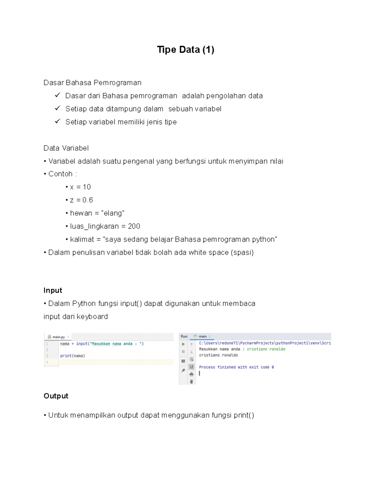 Tipe Data (1) - Mata Kuliah Pemrograman Komputer - Tipe Data (1) Dasar ...