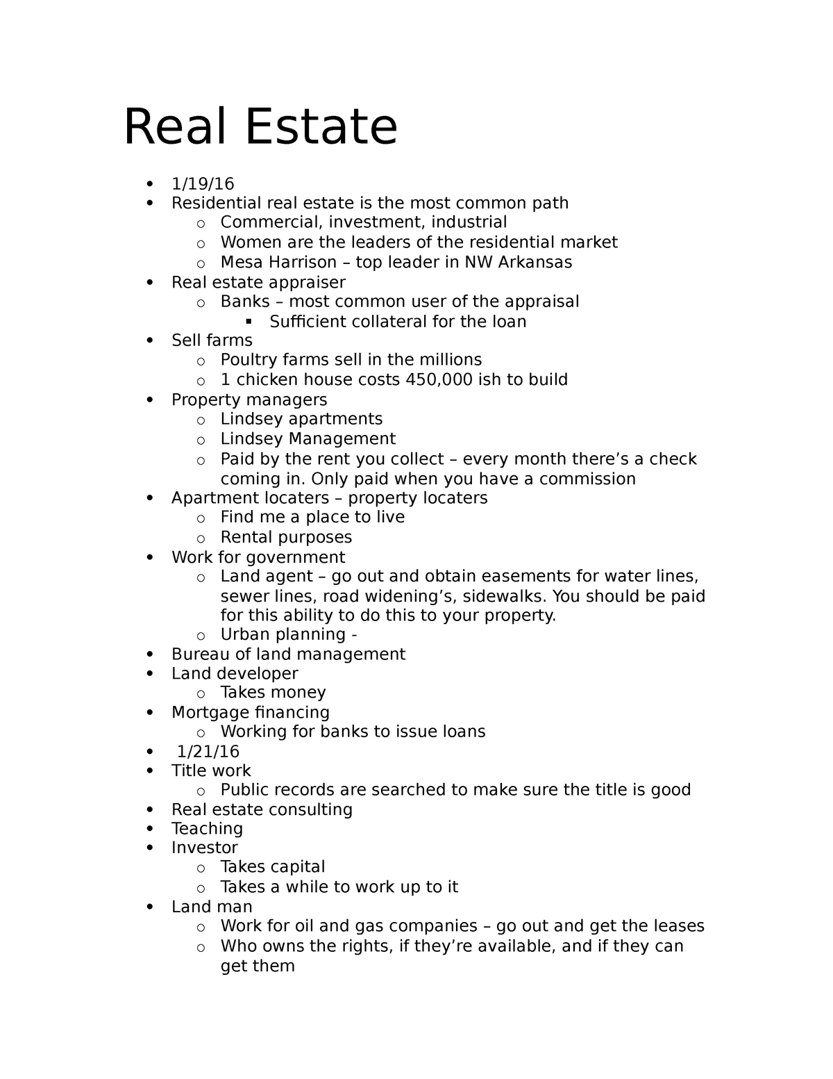 essay writing topics on real estate
