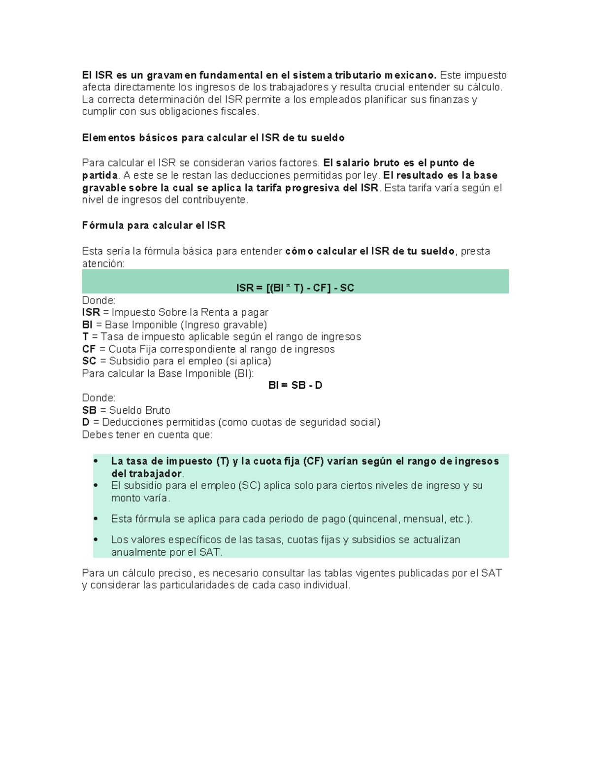 Isr tablas de contenido El ISR es un gravamen fundamental en el