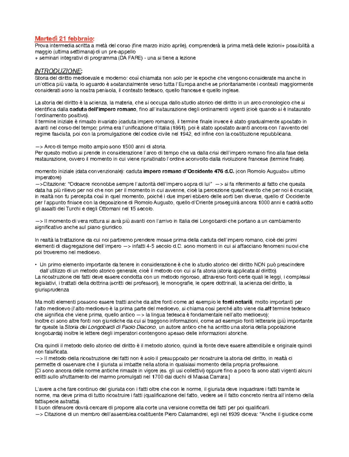 Medioevale fino a metà 28 febb. - Martedì 21 febbraio: Prova intermedia ...