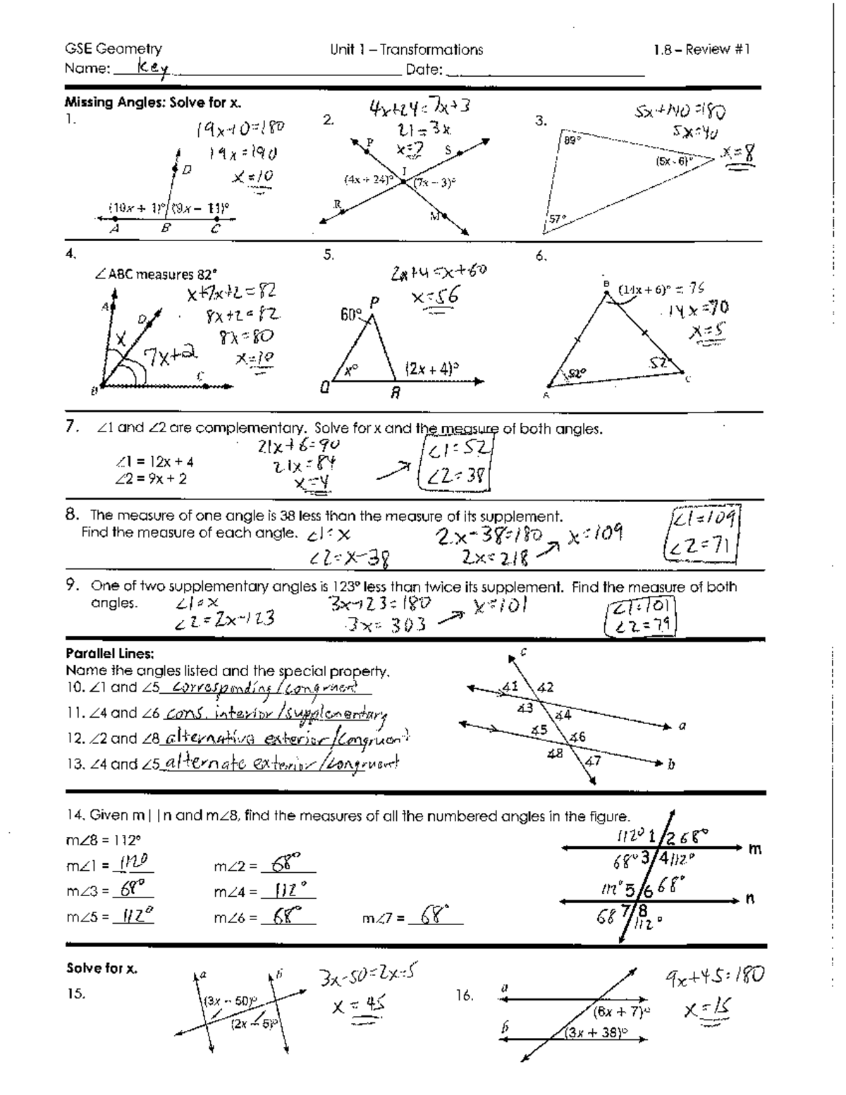 lesson 3 problem solving practice triangles answer key