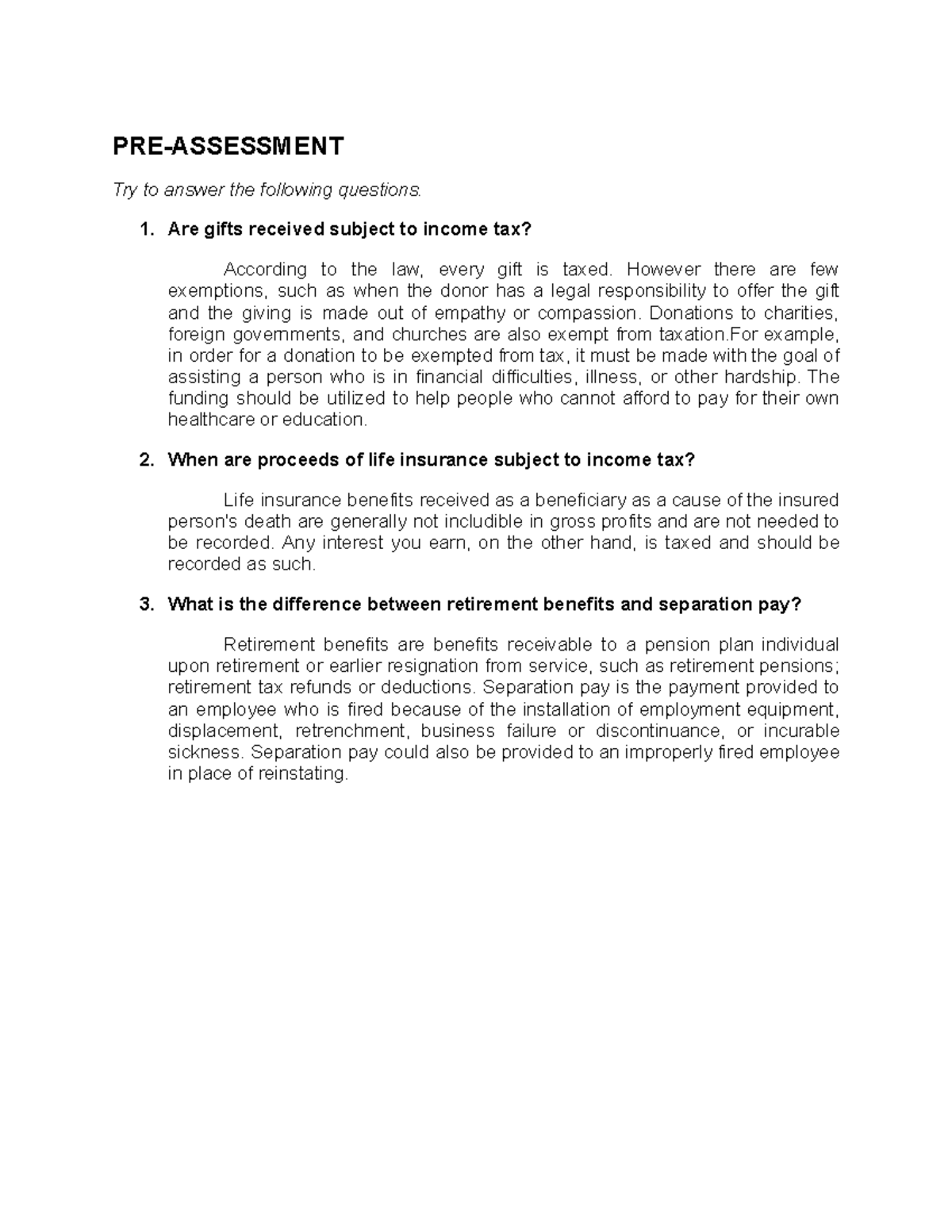 V2 - Reveiwer And Notes For The Pre Assessment And Evaluation - Pre 