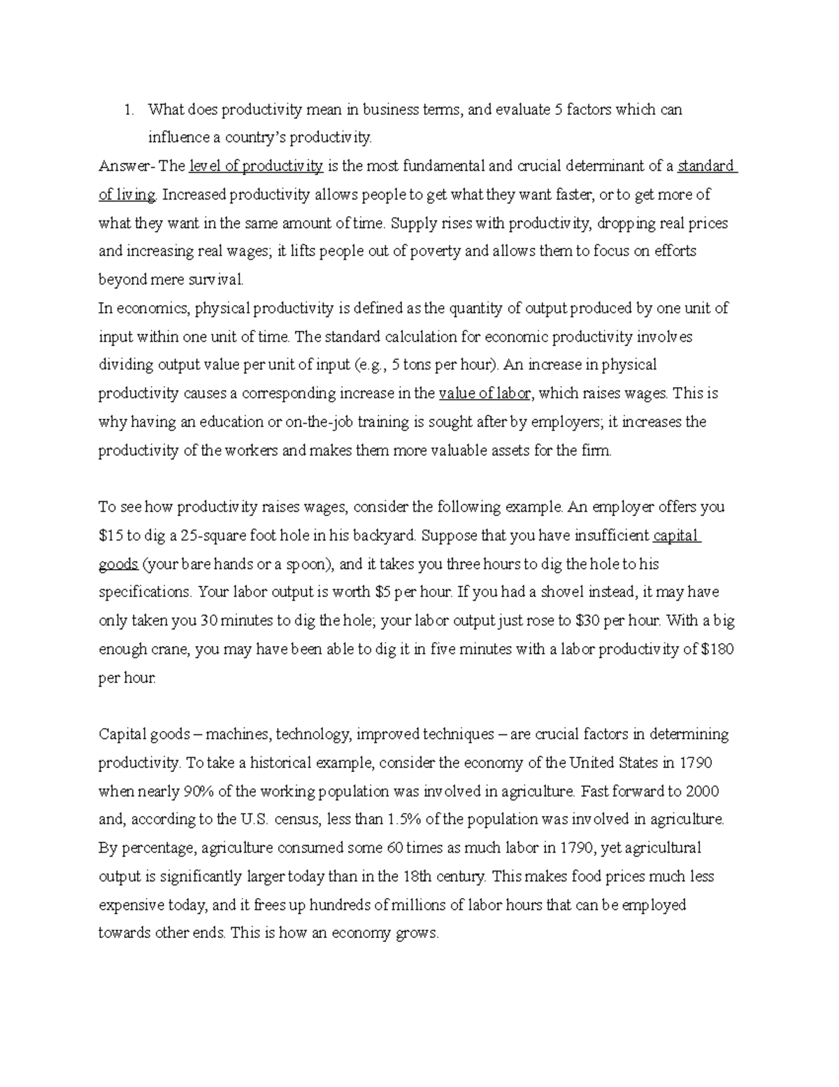 Notes for the final exam - What does productivity mean in business ...