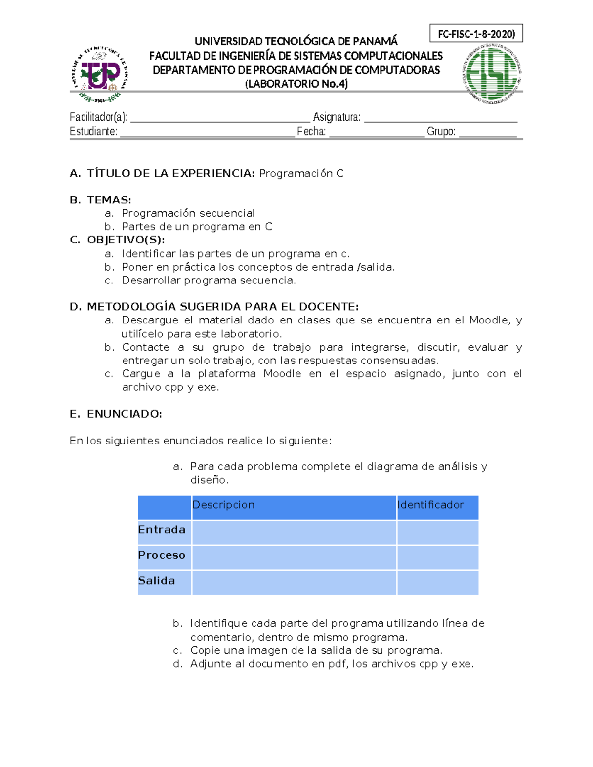 Laboratorio No3 - FC-FISC-1-8-2020) UNIVERSIDAD TECNOLÓGICA DE PANAMÁ ...