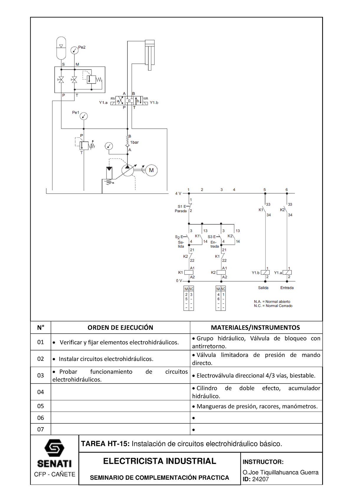 Tarea 15 (Insta. De Ckts Electrohidráulico Básico) - N∞ ORDEN DE ...