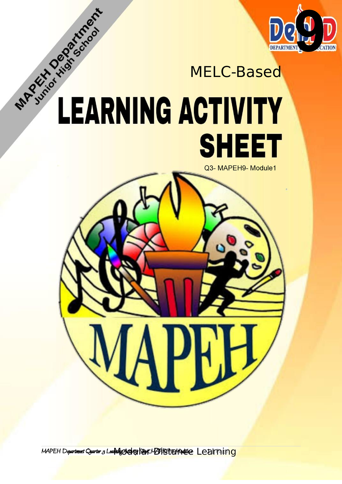 Q1 LAS Music 9 WK1 M1 - MAPEH Department Quarter 3 Learning Activity ...