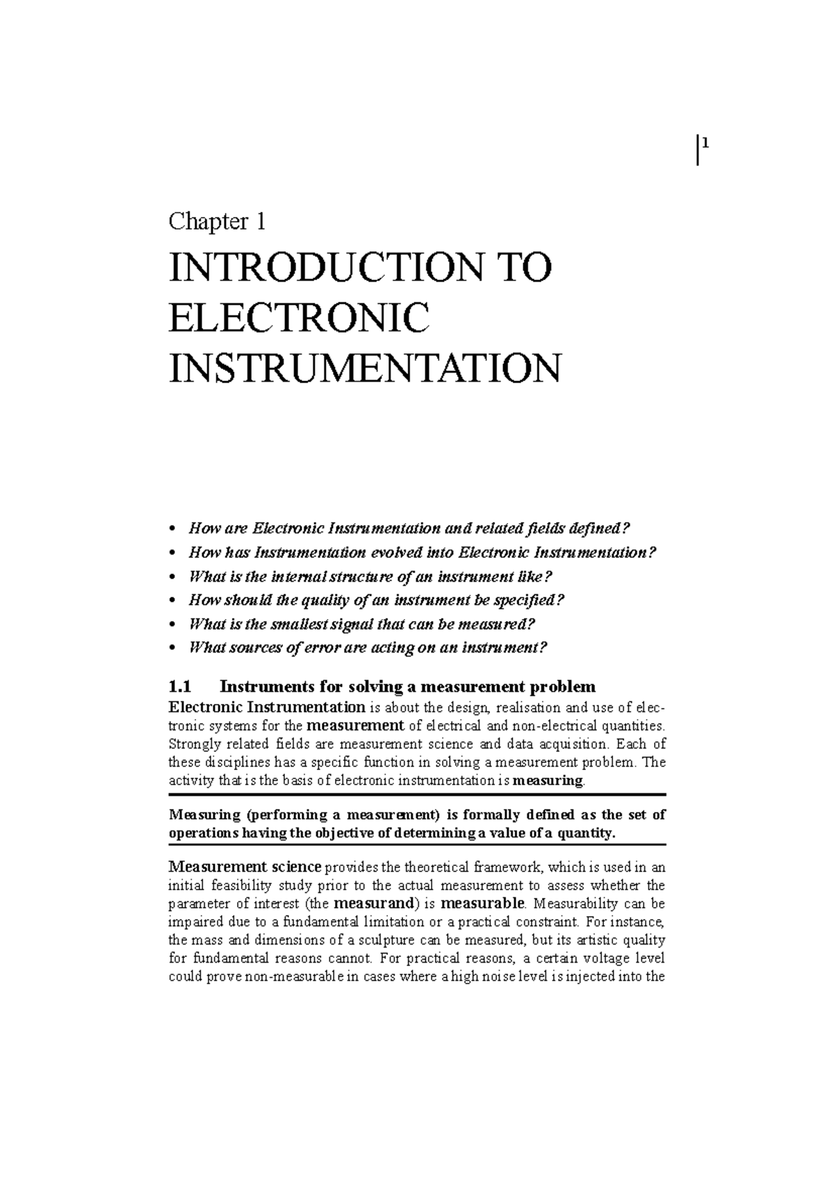 Reader ET8017 Electronic Instrumentation Chapter 1 1 Chapter 1 How are Electronic