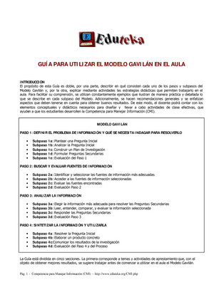 7. Guia para utilizar el modelo Gavilan en el aula - GUÍ A PARA UTI LI ZAR  EL MODELO GAVI LÁN EN EL - Studocu