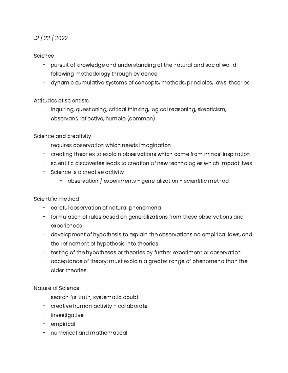 STS Lectures - Lecture - .,2 / 22 / 2022 Science - pursuit of knowledge ...