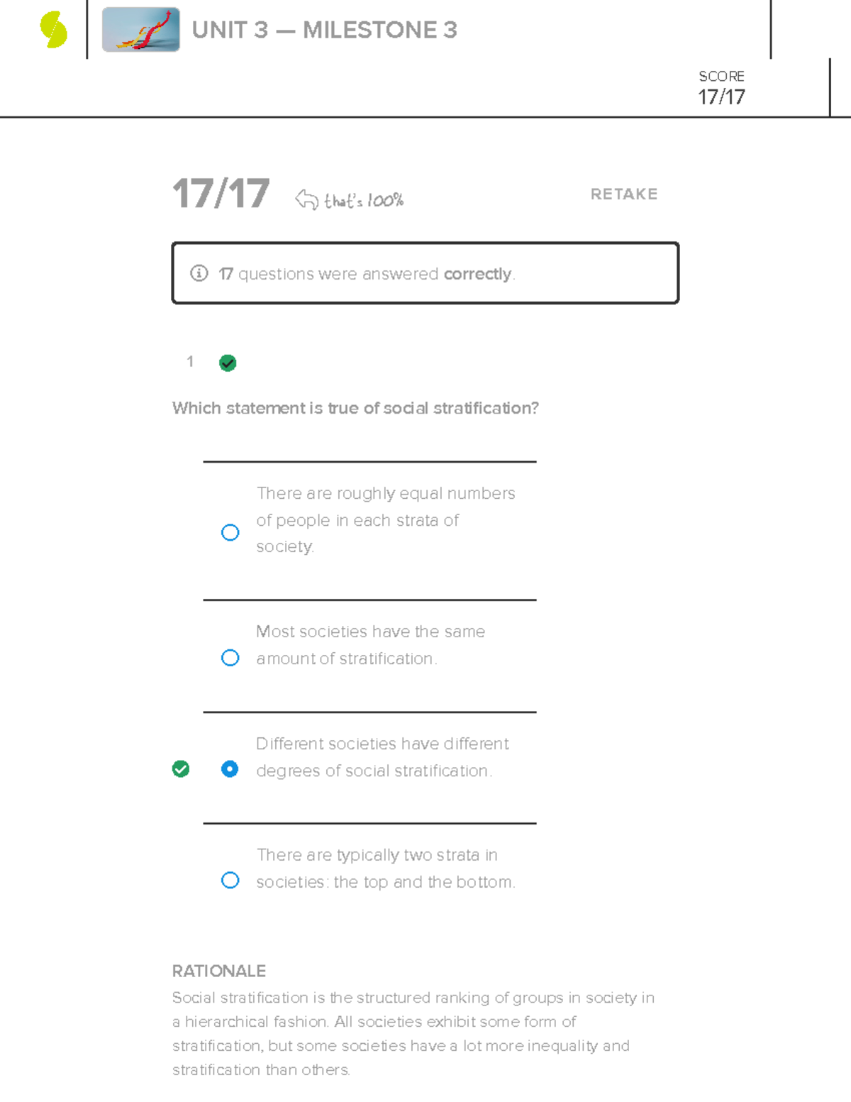 Milestone 3 - Practice Material - 1 17/17 That's 100% RETAKE 17 ...