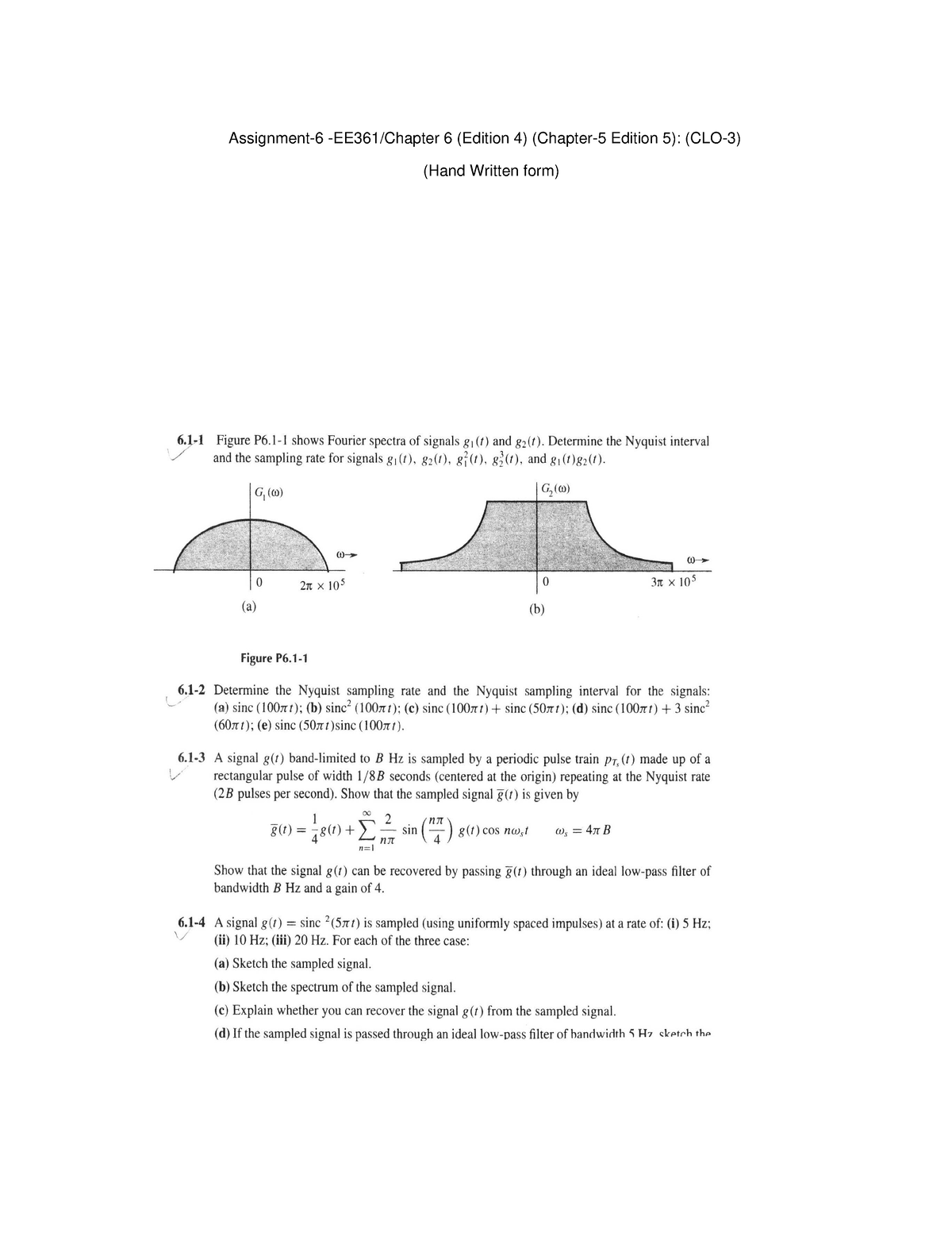 assignment questions on signals and systems