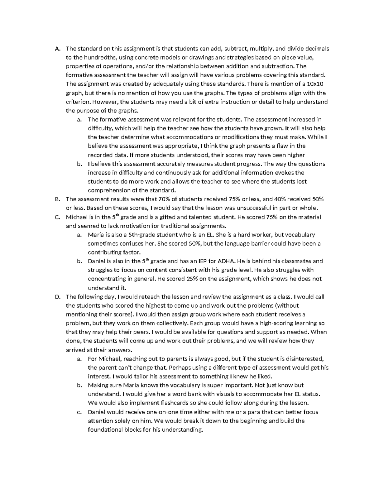 Task3 - Passed - A. The standard on this assignment is that students ...