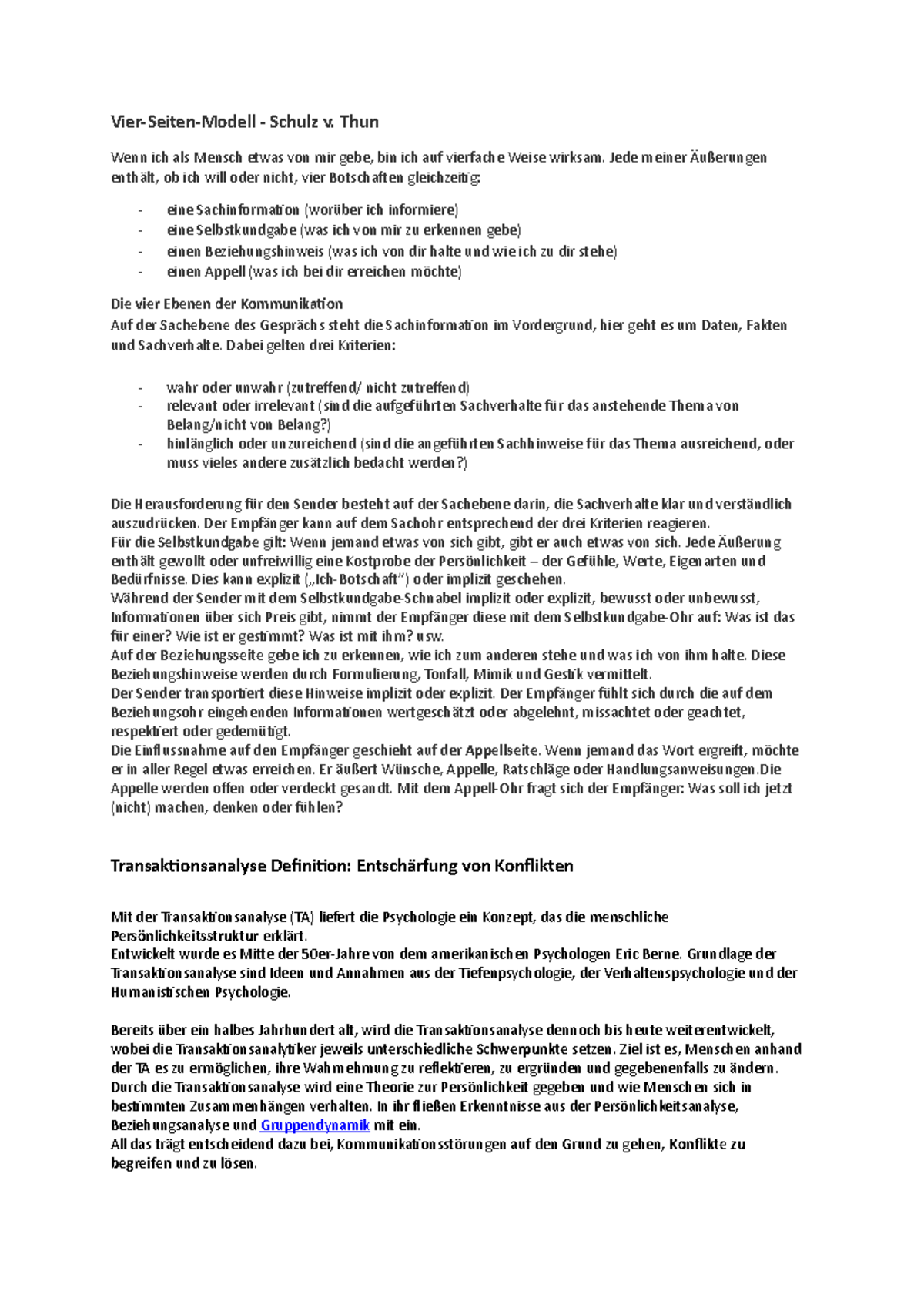 Grundlagenwissen - Schulz von Thun: Kommunikationsmodell ...
