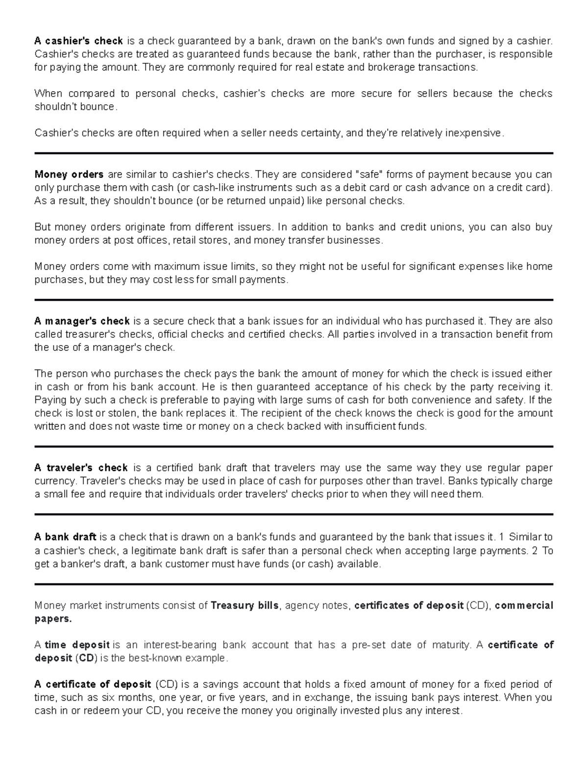 8 1 1 2.CCE.Definition of CCE Items A cashier's check is a check