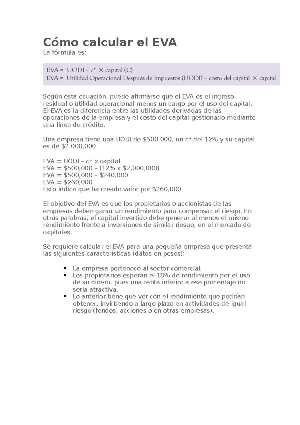 Como Calcular O Eva - BRAINCP