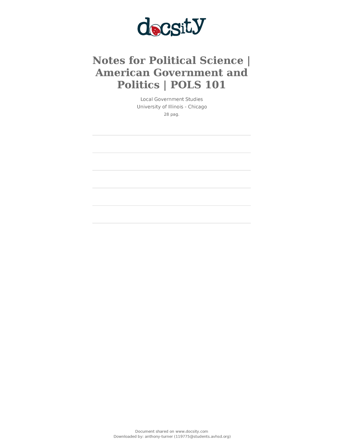 Docsity Notes For Political Science American Government And Politics ...