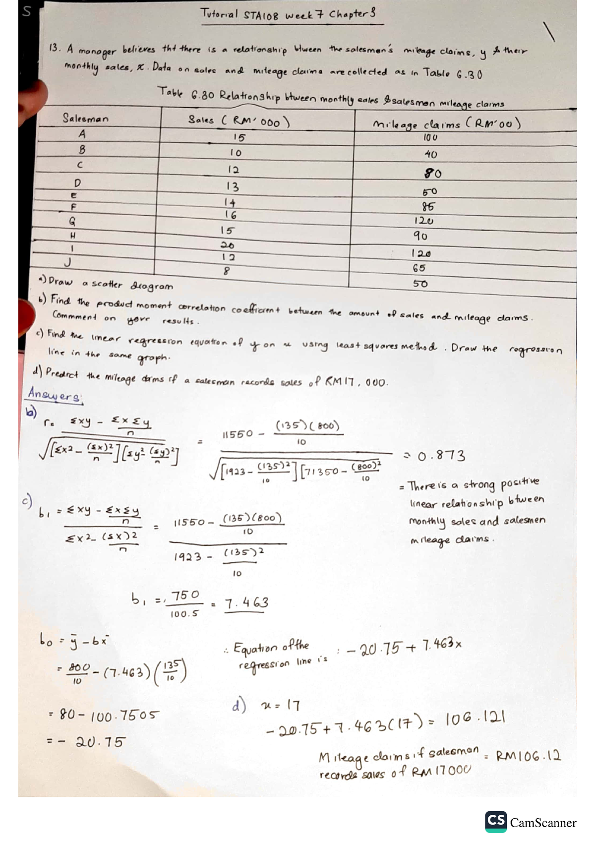 Tutorial 5 Sta108 Chapter 3 Week 7 - Statistics & Probability - Studocu