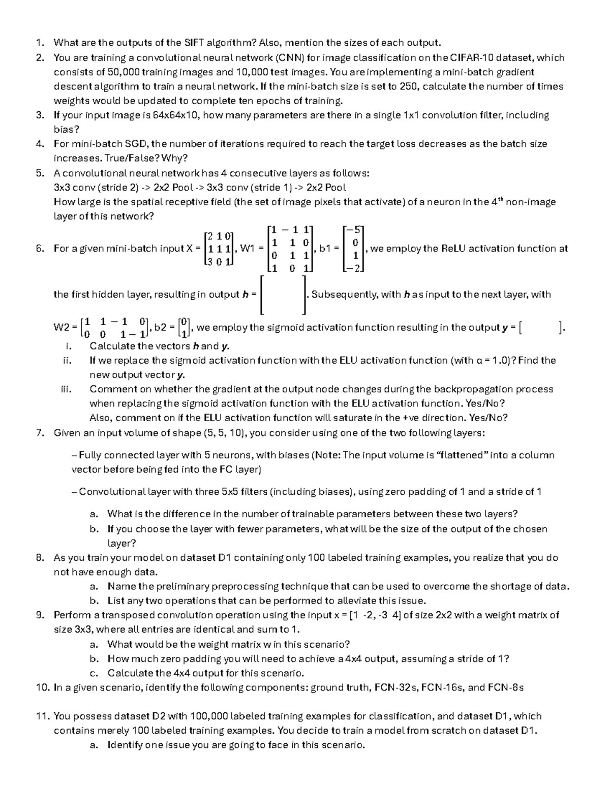 DLQ - questions - What are the outputs of the SIFT algorithm? Also ...