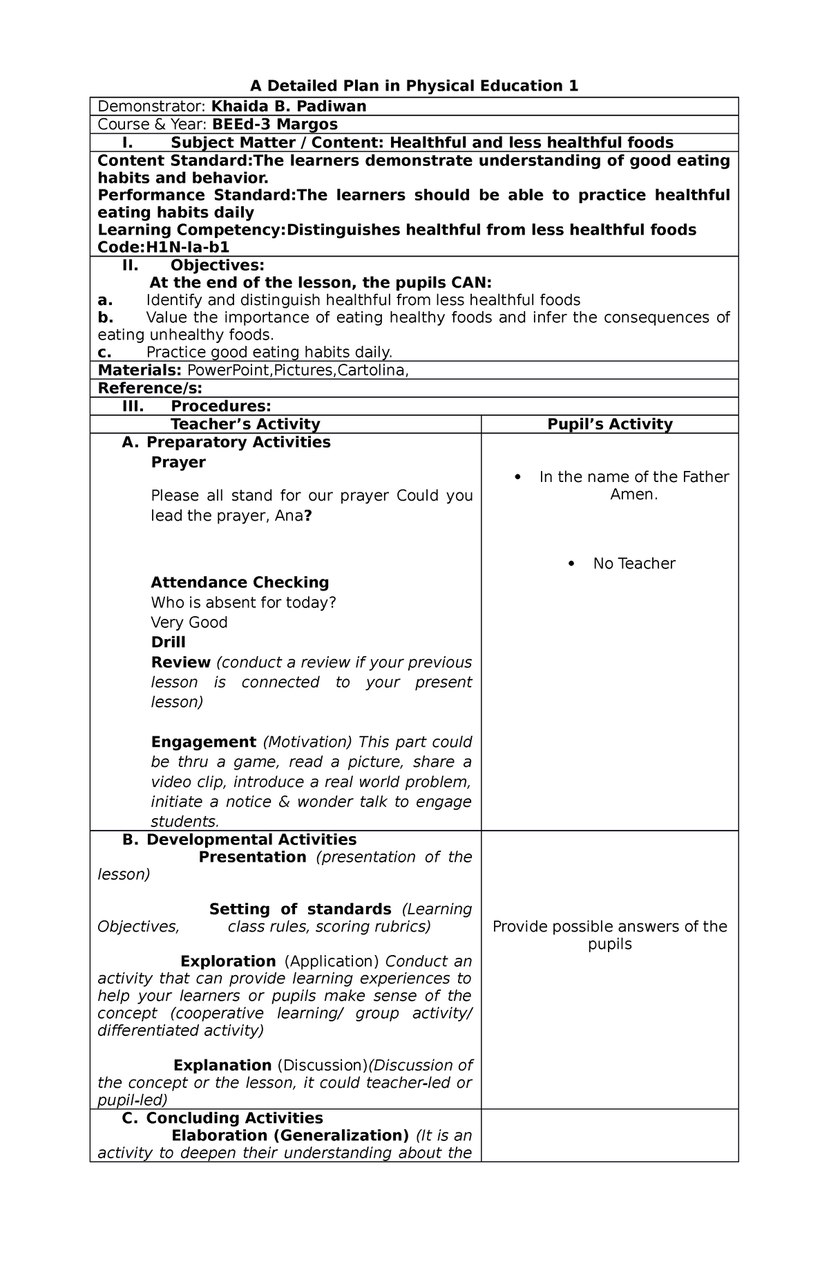 A-Detailed-Plan-in-PE- Health - A Detailed Plan in Physical Education 1 ...