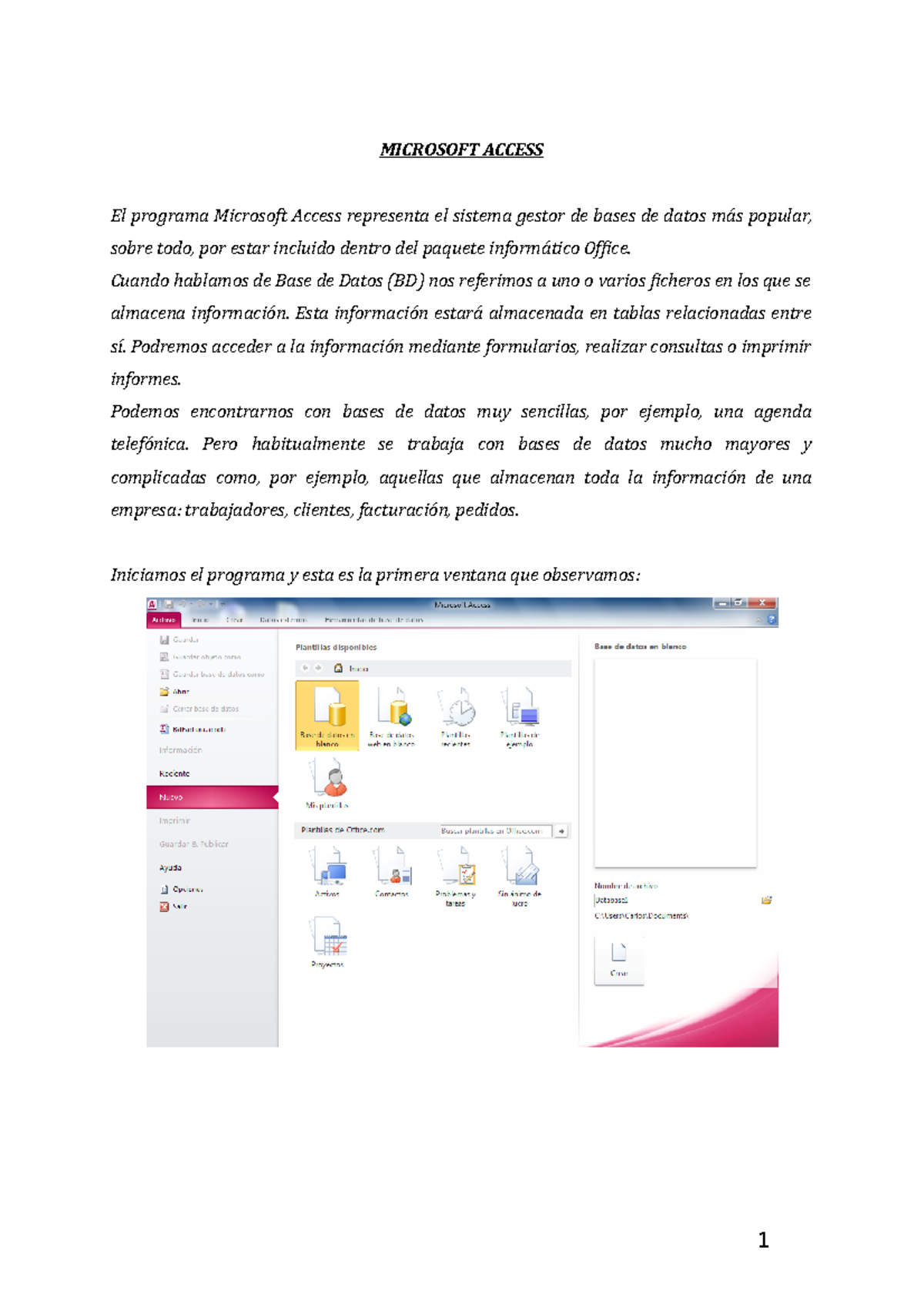 Microsoft-Access - MICROSOFT ACCESS El programa Microsoft Access ...