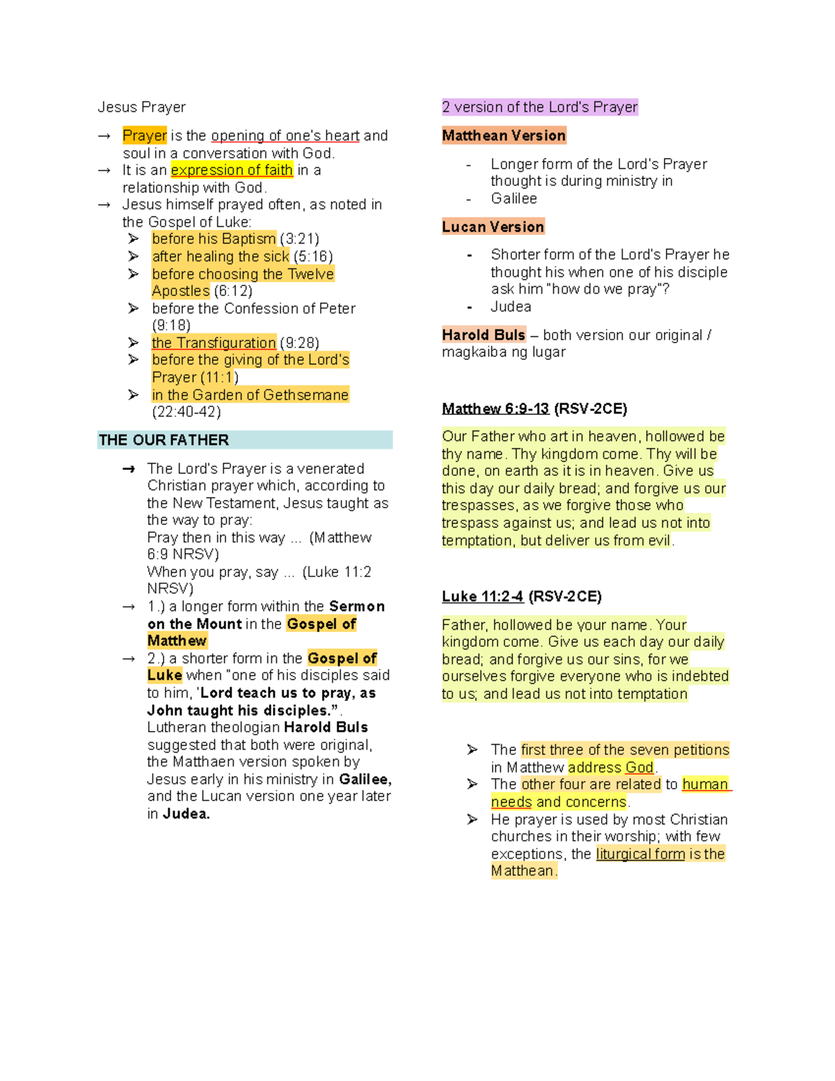 The Lords Prayer - theology - Jesus Prayer Prayer is the opening of one ...