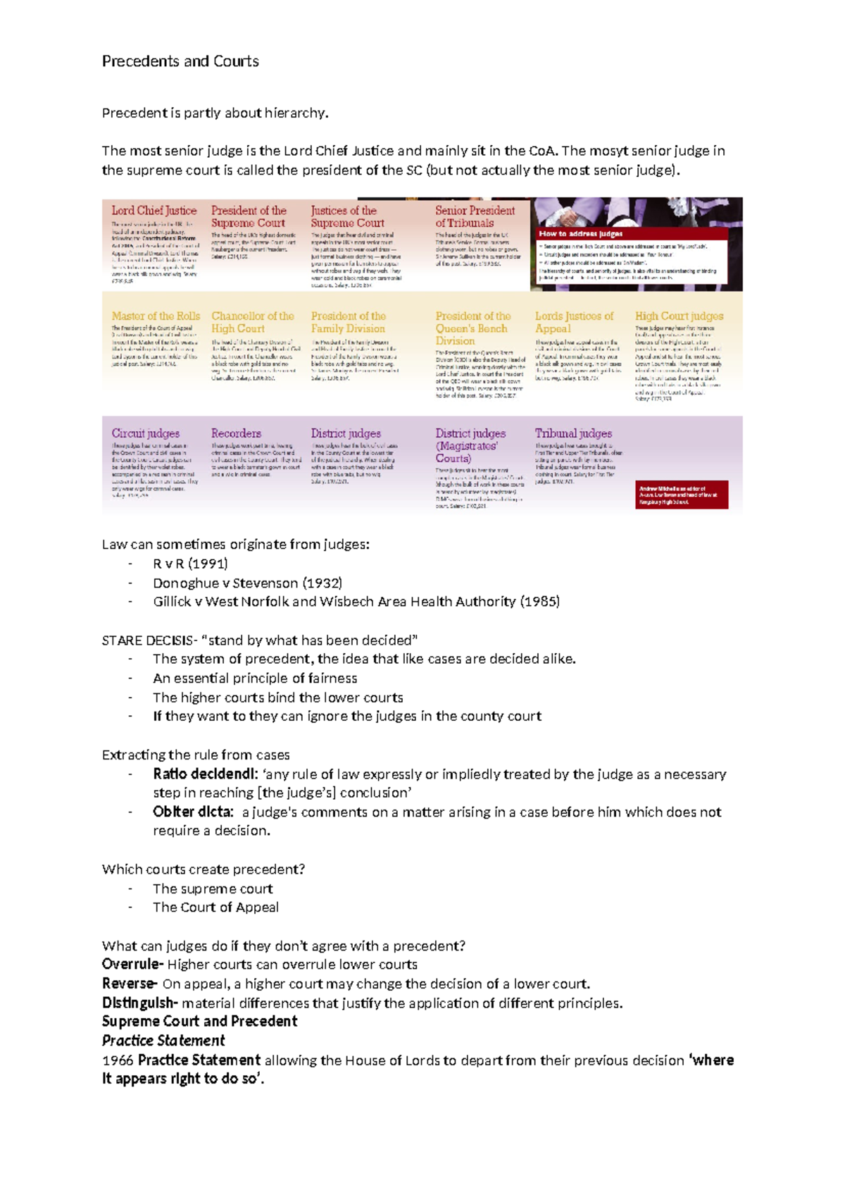 Precendents and courts - Precedents and Courts Precedent is partly ...