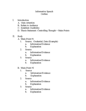 Ceremonial Speech Outline - Outline Worksheet for Ceremonial Speech ...