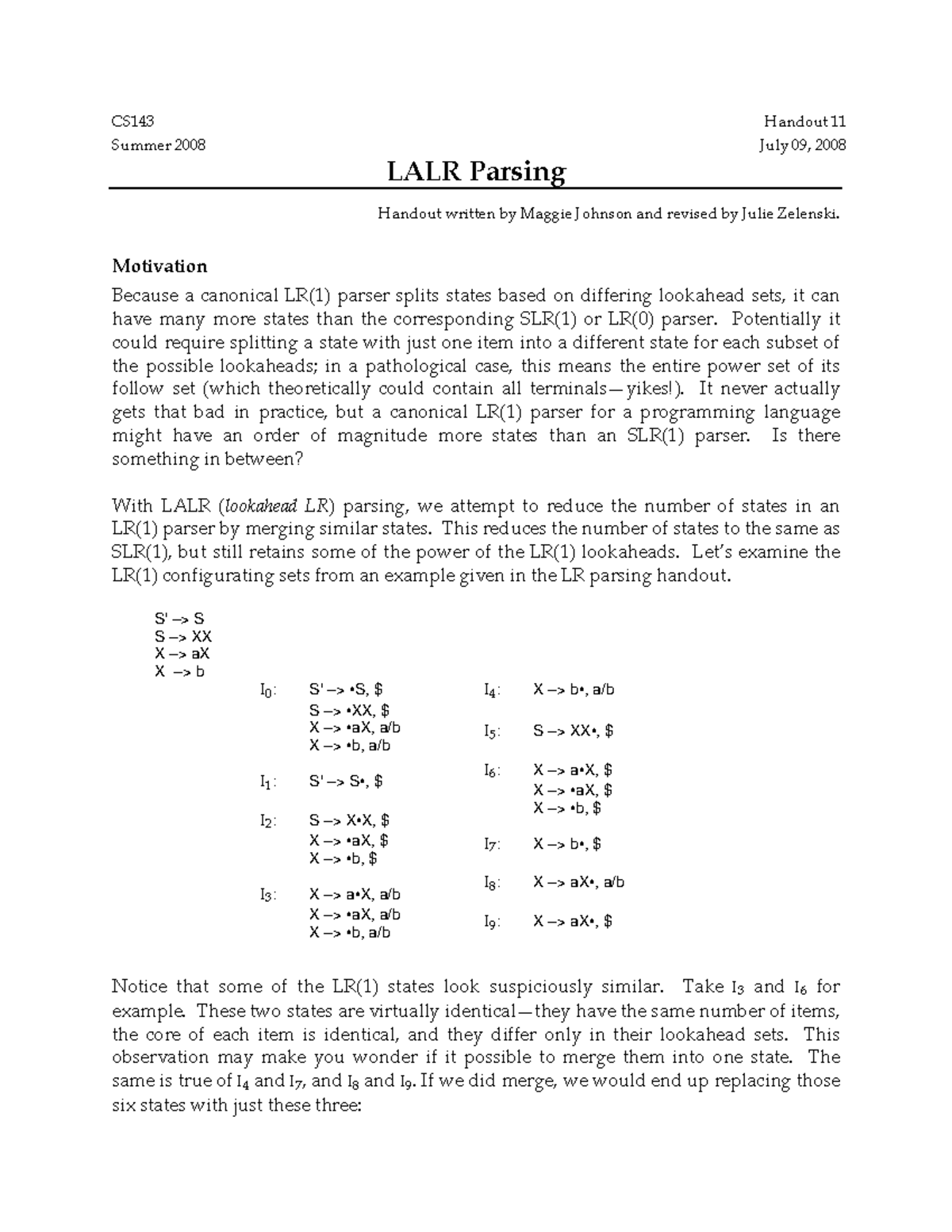 11-LALR-Parsing - Lexical Analysis is a process of lexical anaysis is a ...