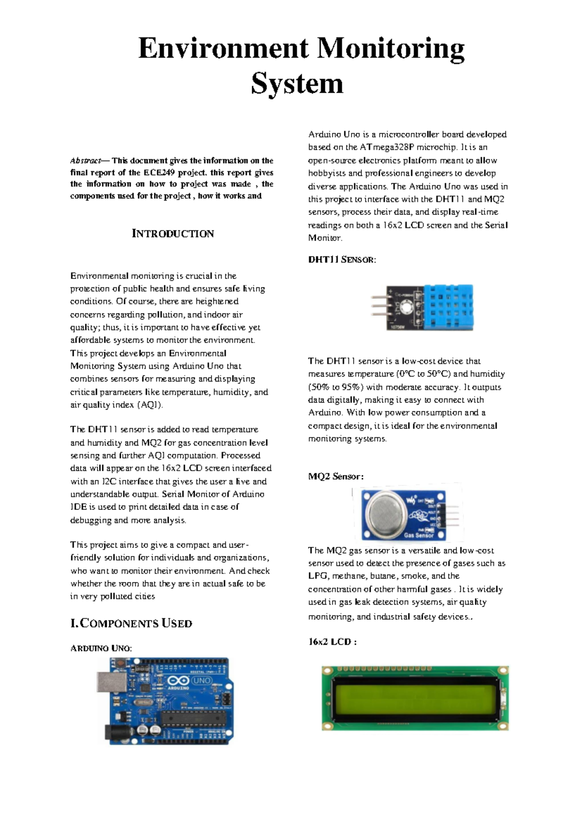 Ece249finalreportscrc - Environment Monitoring System Abstract— This ...