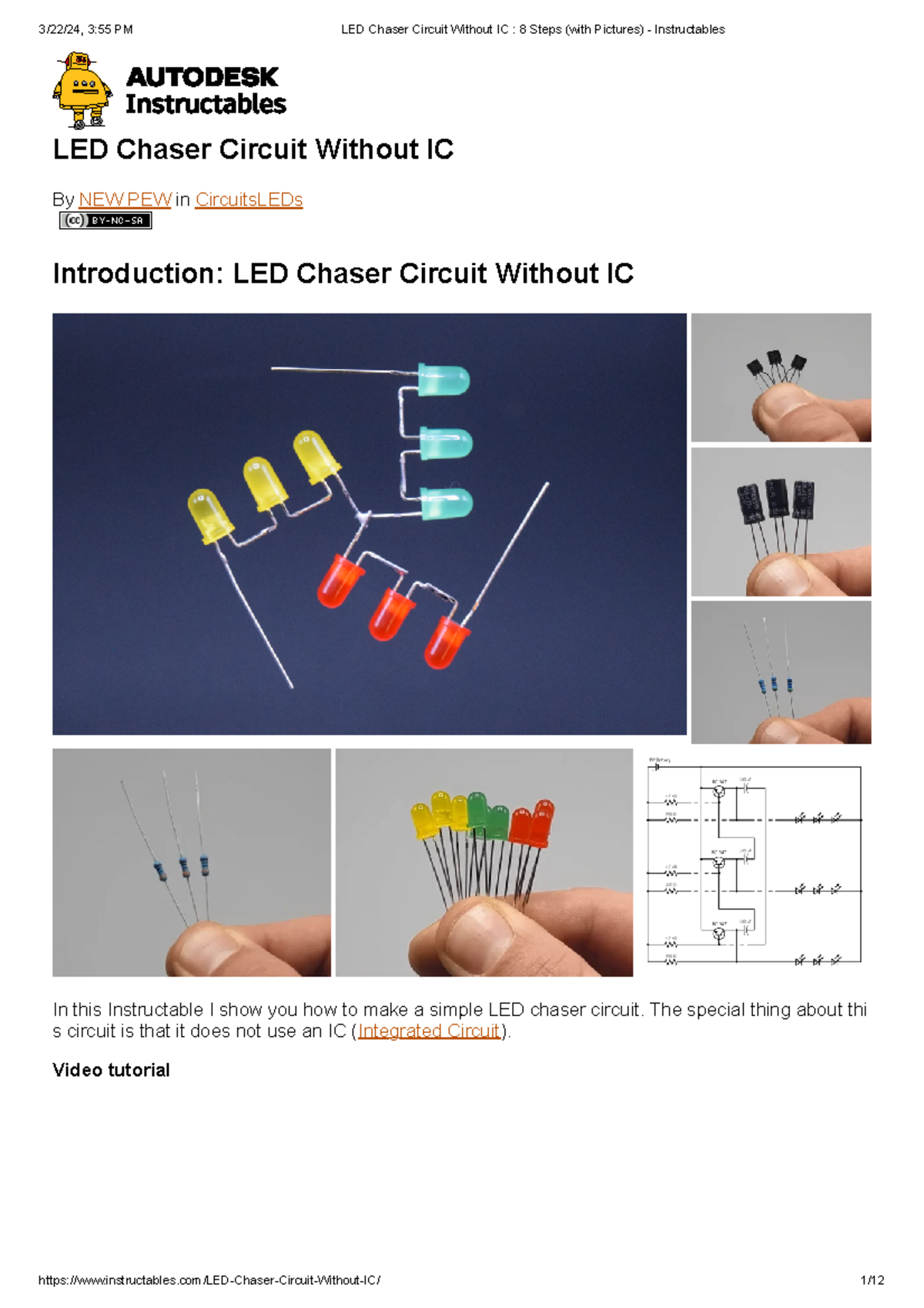 LED Chaser Circuit Without IC 8 Steps (with Pictures) - Instructables ...