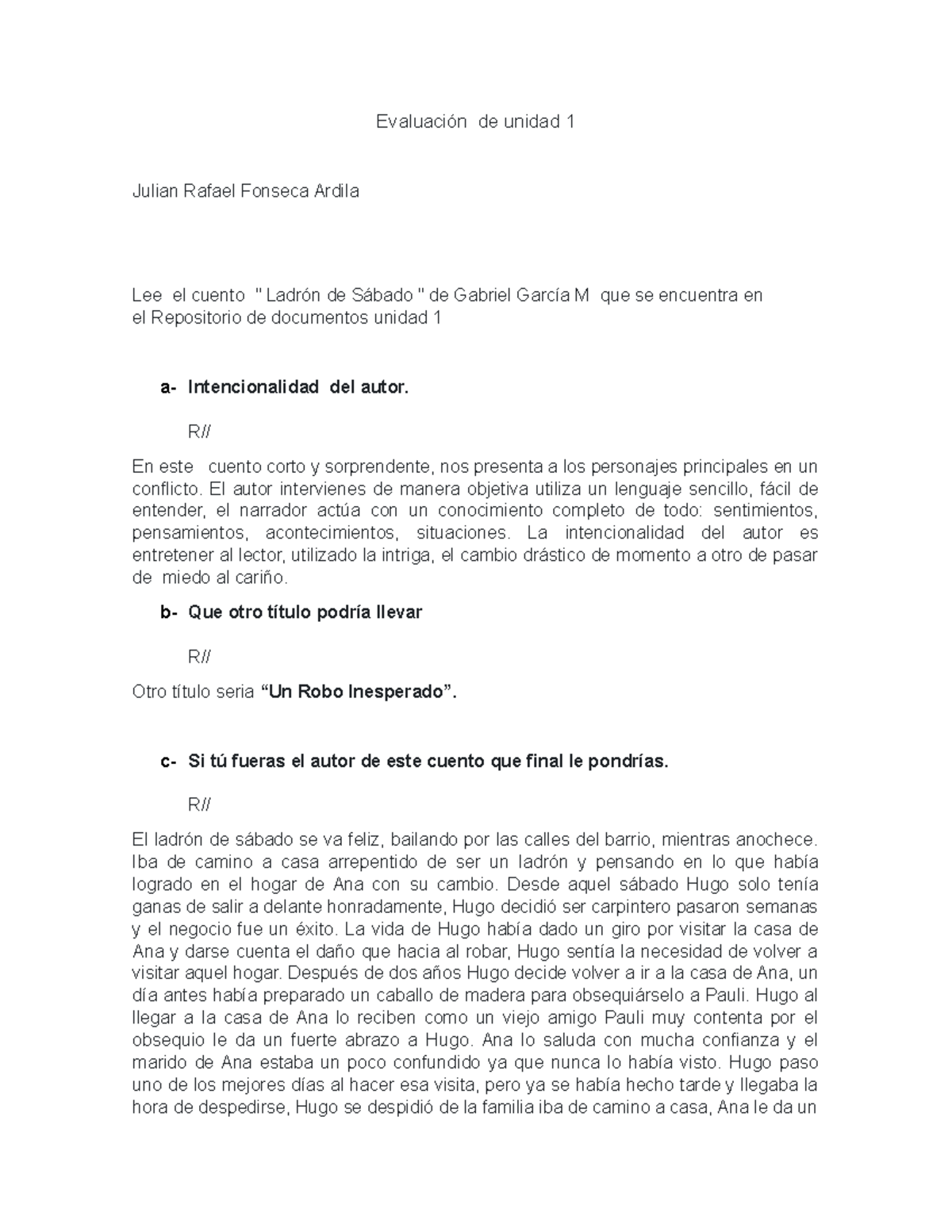 Examen De Unidad 1 - Bueno - Evaluación De Unidad 1 Julian Rafael ...