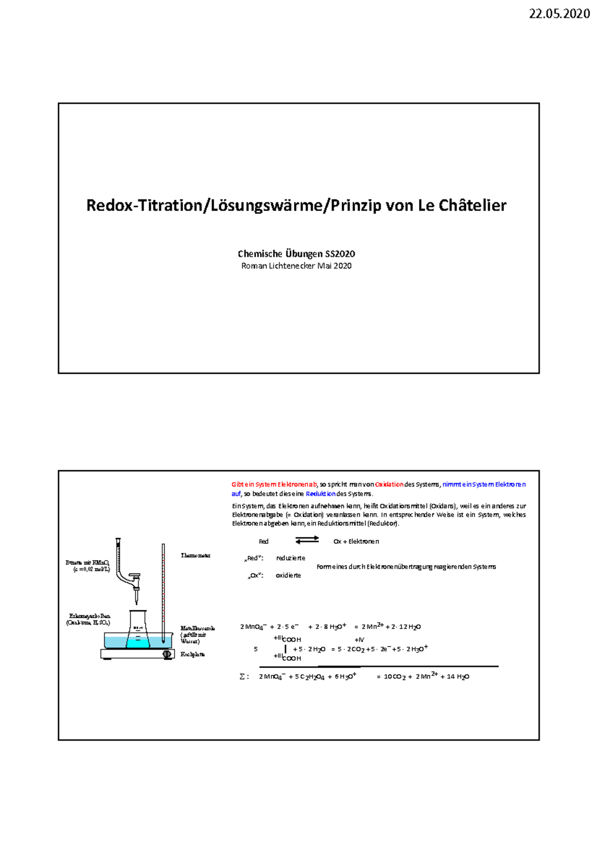 Redox Titration erklärungs folien RedoxTitration/Lösungswärme