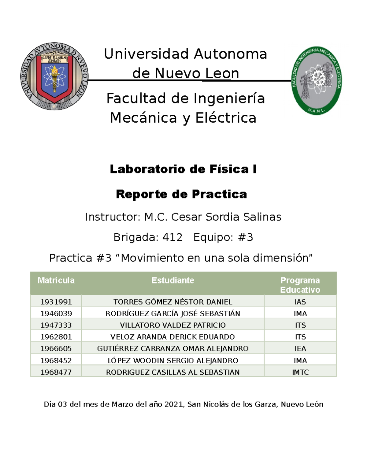 Practica #3- Labfis - Universidad Autonoma de Nuevo Leon Facultad de ...