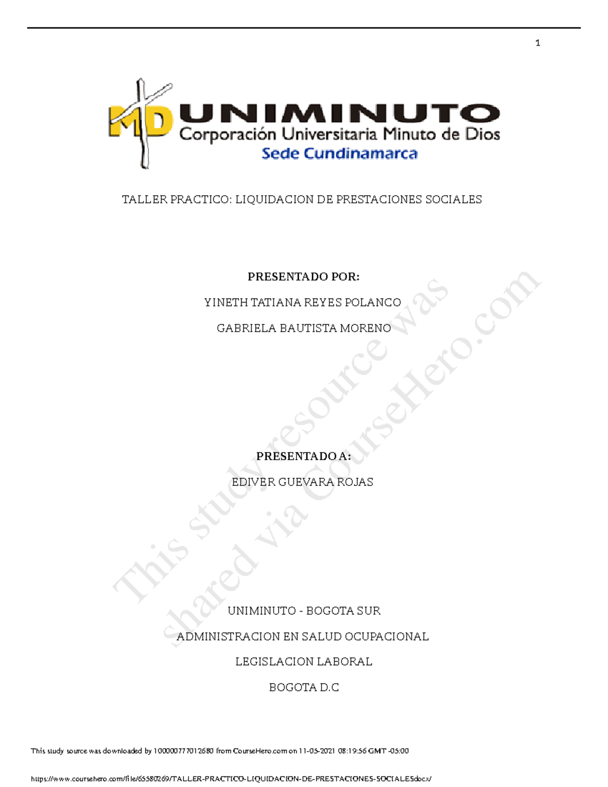 Taller Practico Liquidacion DE Prestaciones Sociales - Contabilidad I ...