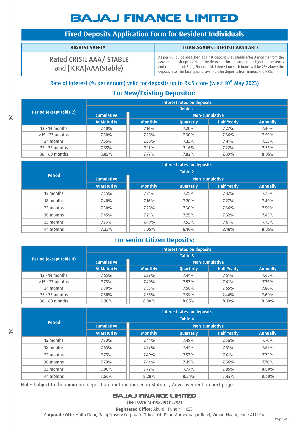 Bajaj Finance FD - Fixed Deposits Application Form for Resident ...