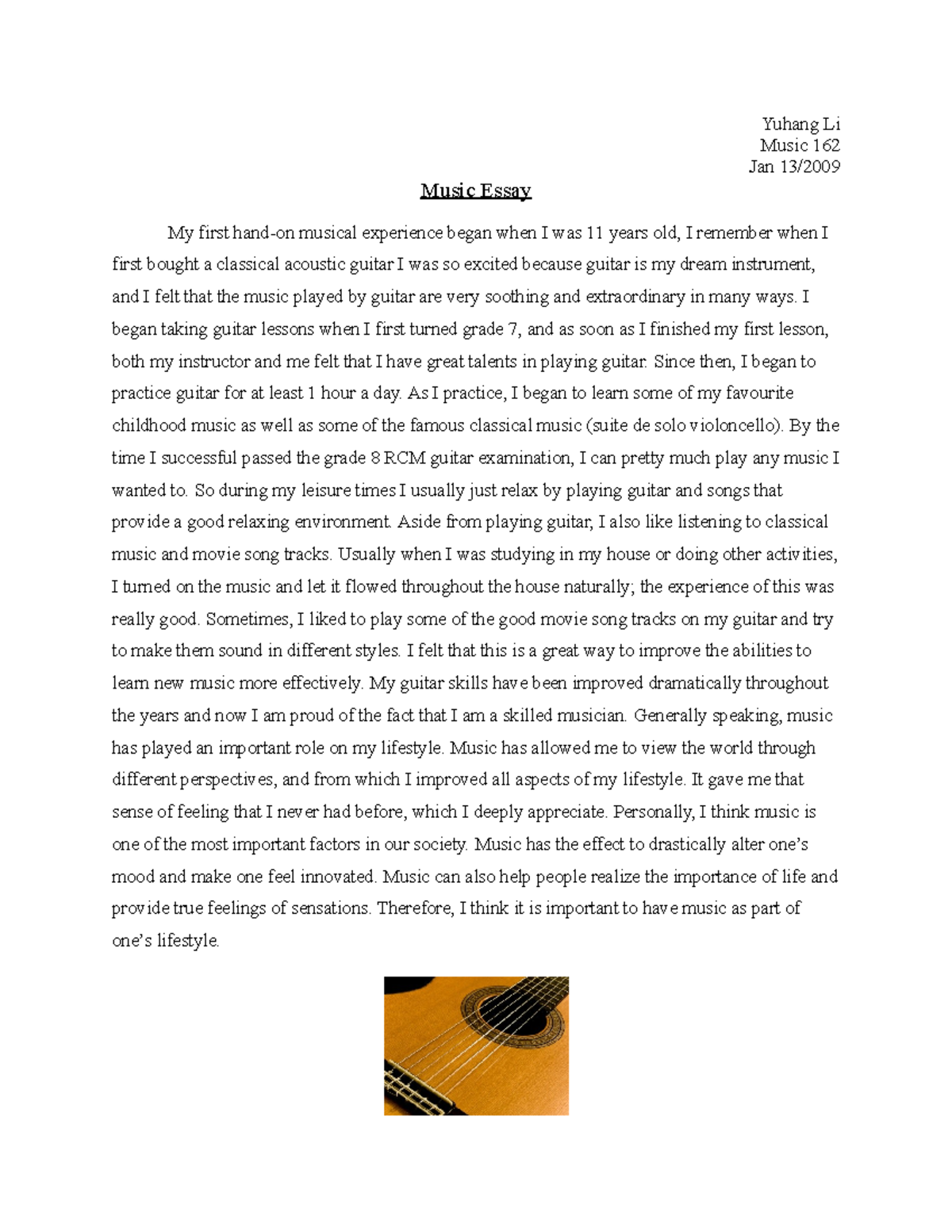 musical experience essay