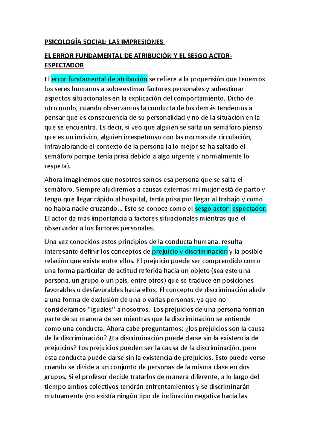 EL Error Fundamental de Atribución y el Sesgo Actor PSICOLOGÍA SOCIAL