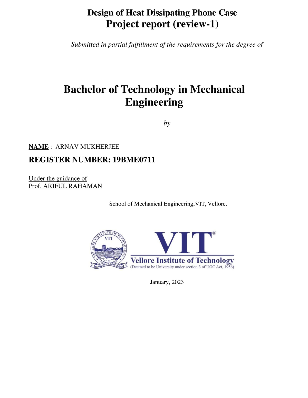 capstone project in vit vellore