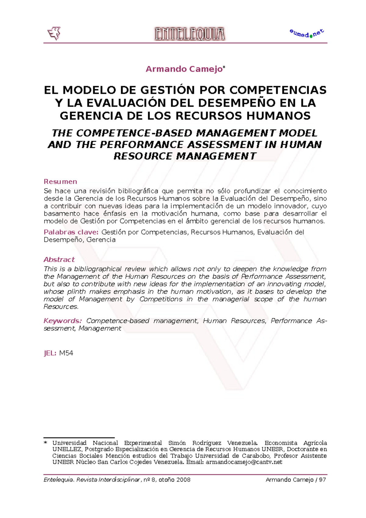 Evaluacion-por-competencias - Armando Camejo* EL MODELO DE GESTIÓN POR ...