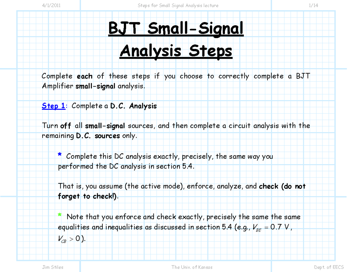 187408055 Steps for Small Signal Analysis Lecture - 4/1/ Steps for ...