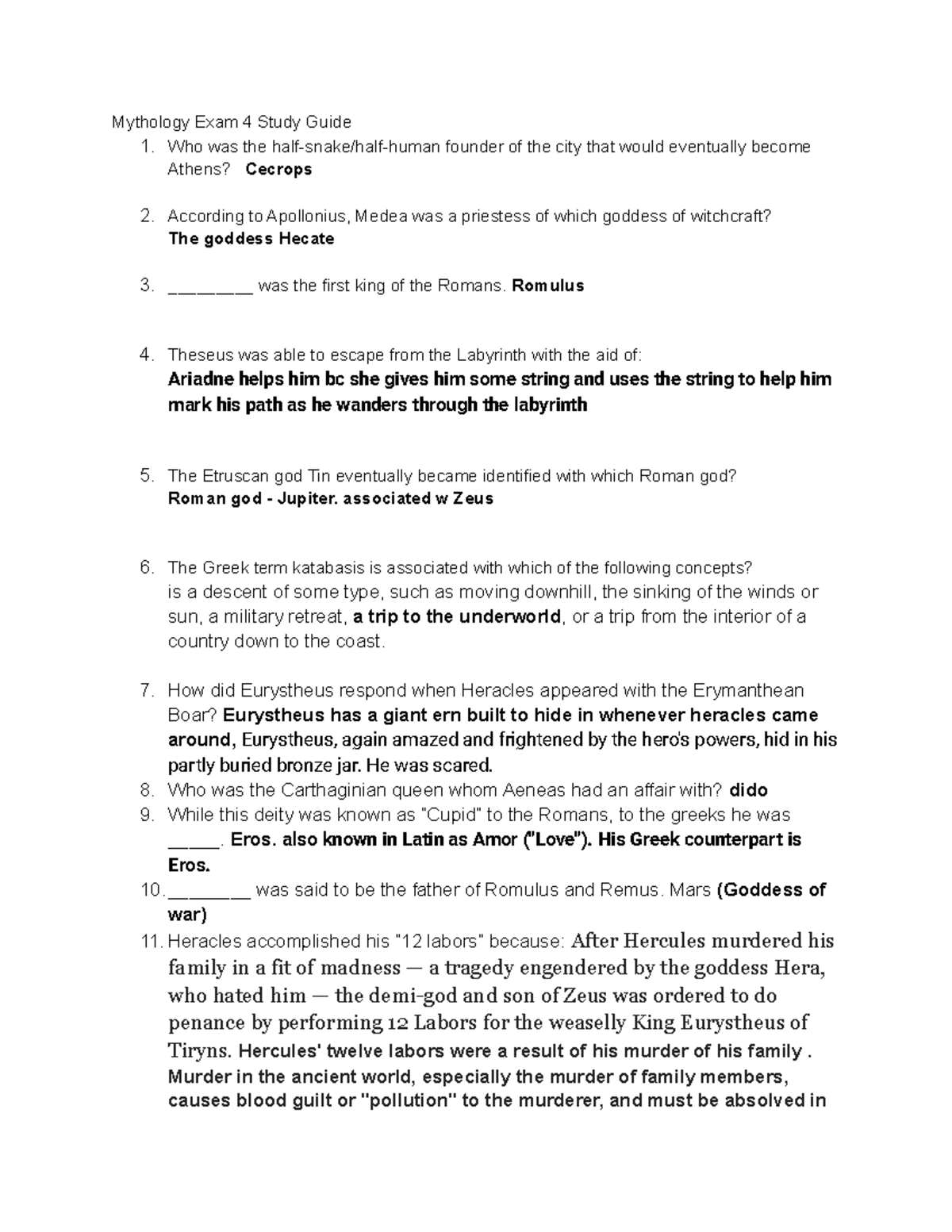 Mythology Exam 4 Who was the halfsnake/halfhuman founder of the