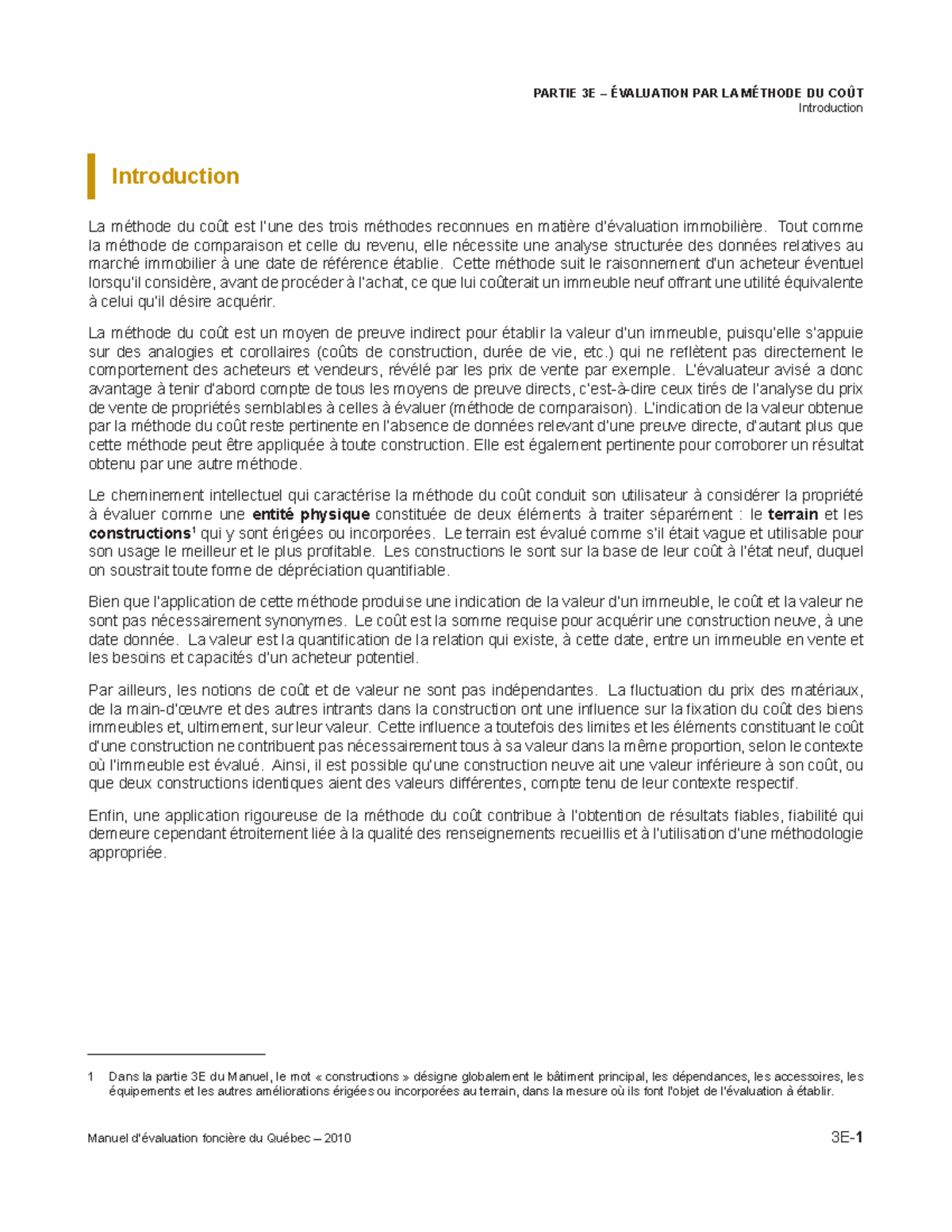 3E introduction NDCSESSION10 Manuel d’évaluation foncière du Québec