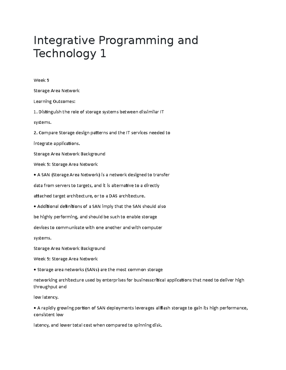 Integrative Programming and Technology 1 - Compare Storage design ...