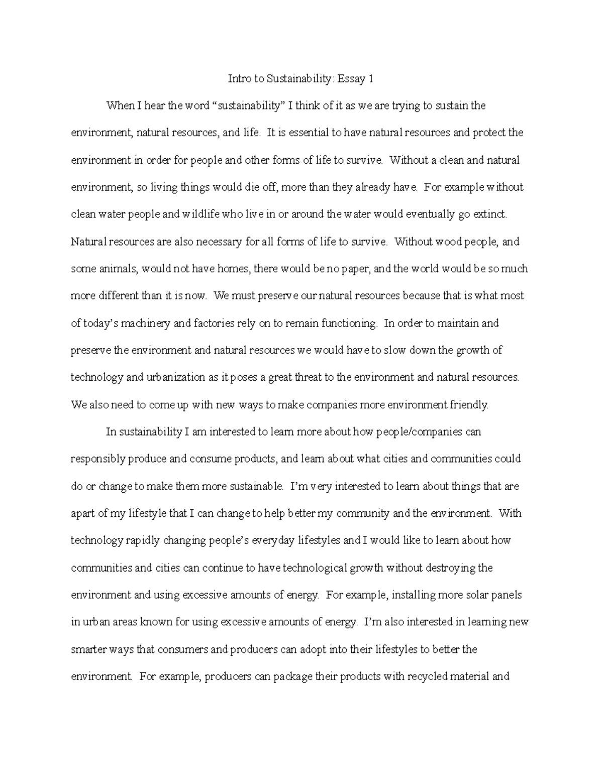 introduction of sustainability essay